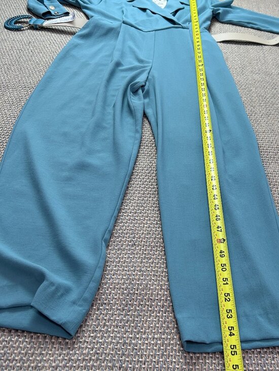 Zara Long Belted Jumpsuit with Belt Women's Light Green - Picture 11 of 14